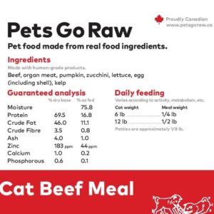 PETS GO RAW BEEF FULL MEAL CAT FOOD 2LB
