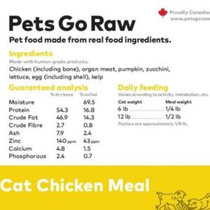 Pets Go Raw - Cat Food - Chicken Full Meal - 2lb