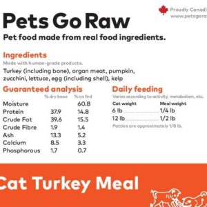 PETS GO RAW TURKEY FULL MEAL CAT FOOD 2LB