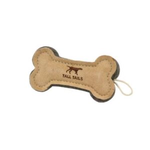 Tall Tails Leather Dog Toy Bone 6"