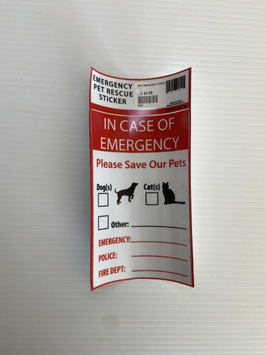 Side Kick Emergency Pet Rescue Sticker