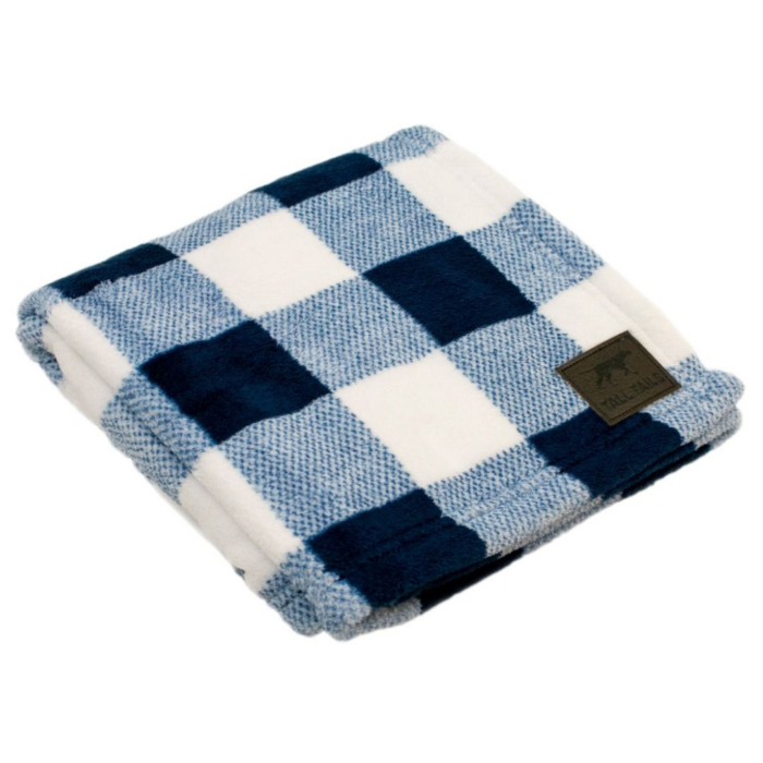 Tall Tails Fleece Blanket Navy Plaid - Image 2
