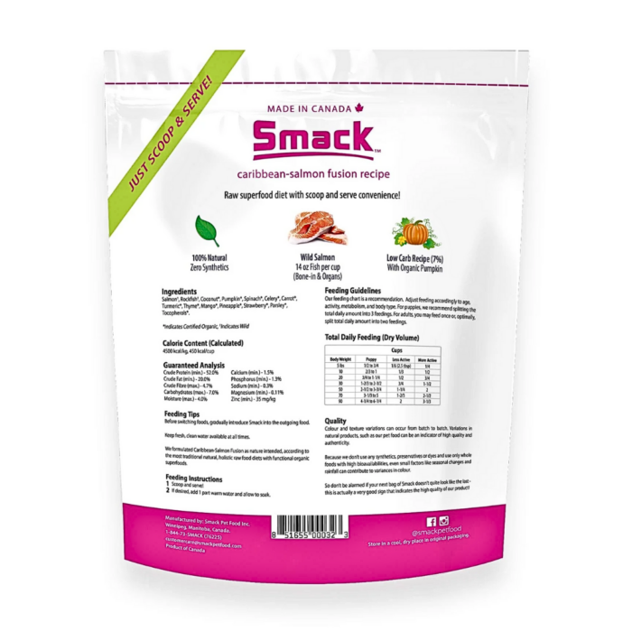 Smack Caribbean Salmon Fusion Crunchy Dehydrated Dog Food - 2.5kg - Image 2