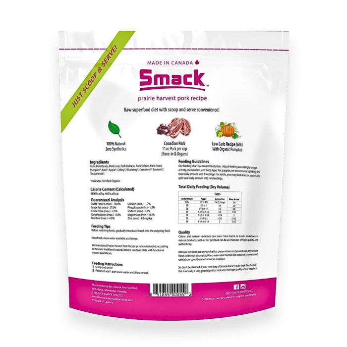 Smack Prairie Harvest Pork Crunchy Dehydrated Dog Food - 2.5kg - Image 2