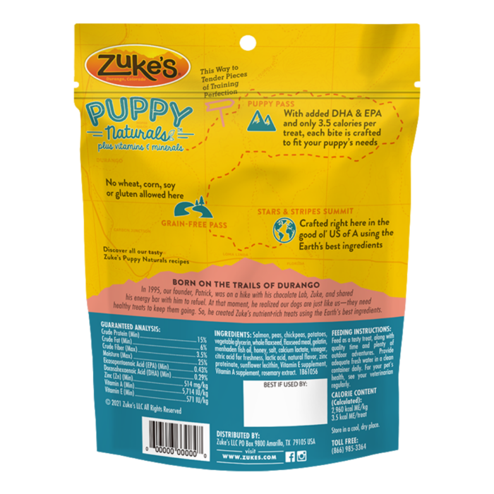 Zukes Mini Naturals Puppy Treats - Salmon and Chickpea - 142g - Image 2