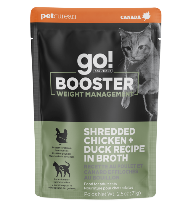 Go! Solutions Weight Management Booster for Cats - Shredded Chicken & Duck in Bone Broth Recipe 79g (2.8oz)