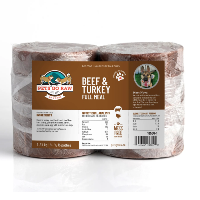 Pets Go Raw – Beef/Turkey Full Meal Dog Food