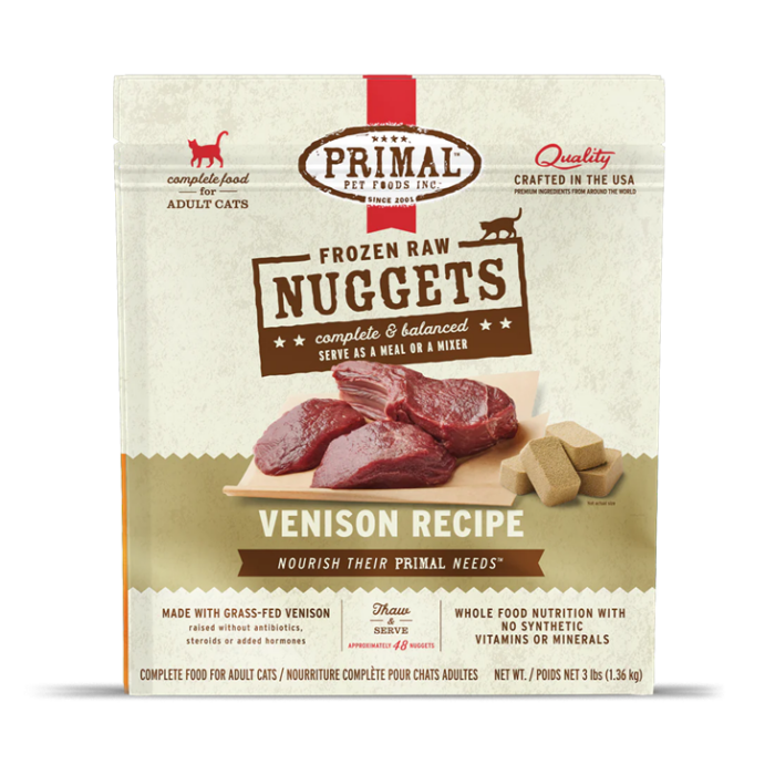 PRIMAL NUGGETS VENISON FORMULA CAT FOOD 3LB