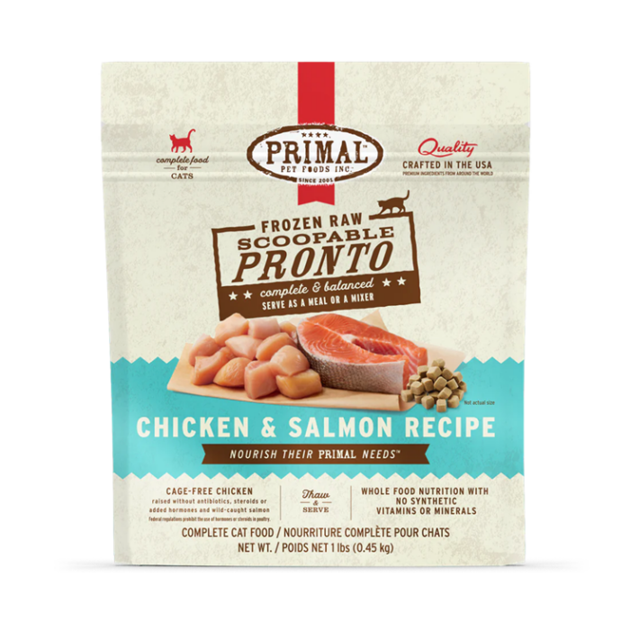 Primal Pronto Chicken/Salmon Formula Cat Food 1lb