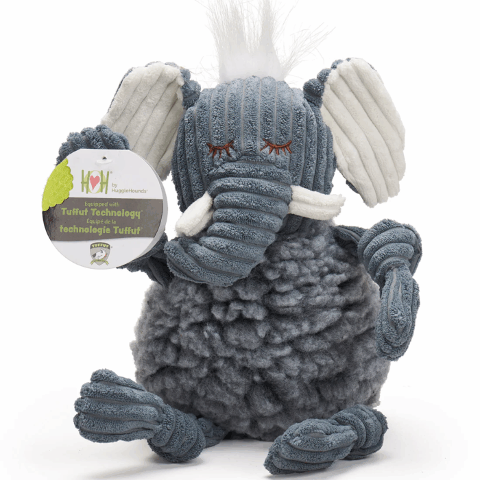HuggleHounds Fluffer Knottie Elephant Dog Toy - Large