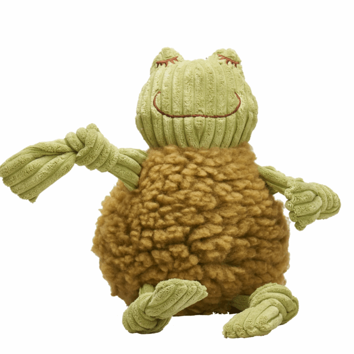 HuggleHounds Fluffer Knottie Frog Dog Toy - Large
