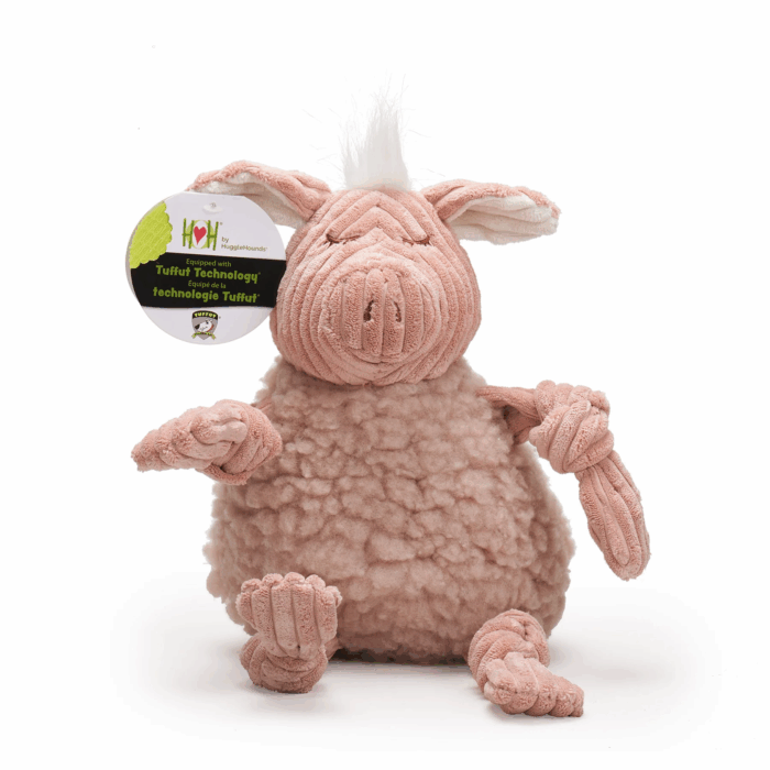 HuggleHounds Fluffer Knottie Pig Dog Toy - Large